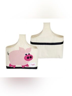 3 Sprouts Pink Pig Canvas Storage Bin - Small Canvas Diaper/Nursery /Caddy
Bag